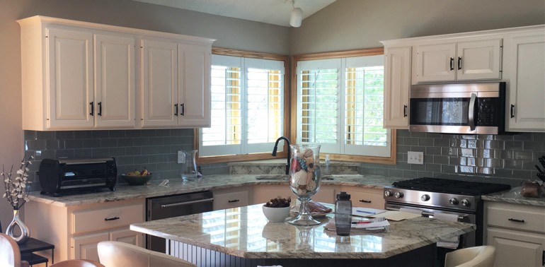 Salt Lake City kitchen with shutters and appliances